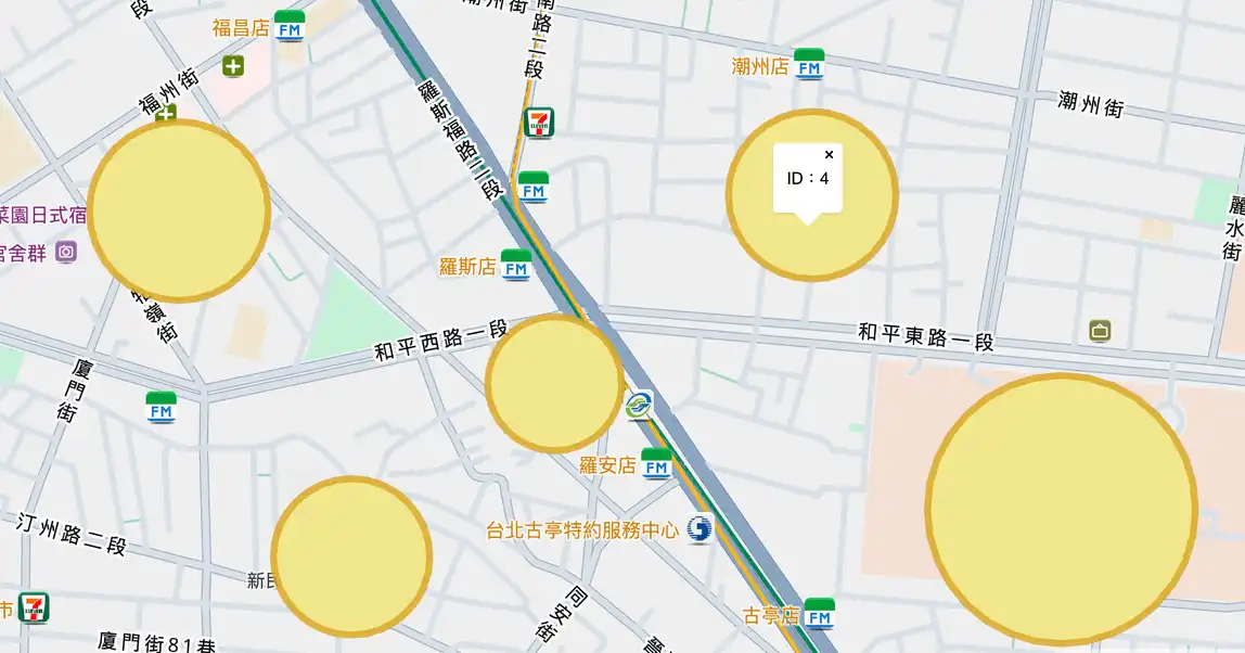 圓形Feature的彈跳視窗
